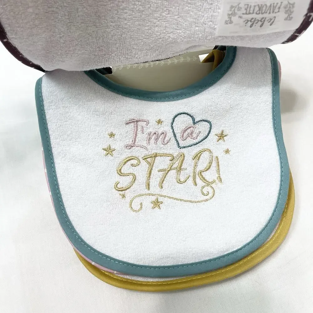 Petite L'Amour‎ Baby Girls' 4-Pack Baby Bibs One Size Pink Cute Sassy Star Bear